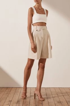 Shona Joy IVY HIGH WAISTED TAILORED SHORT - BONE 10 Shona Joy IVY HIGH WAISTED TAILORED SHORT - BONE