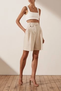 Shona Joy IVY HIGH WAISTED TAILORED SHORT - BONE 11 Shona Joy IVY HIGH WAISTED TAILORED SHORT - BONE