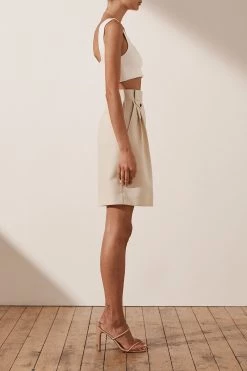 Shona Joy IVY HIGH WAISTED TAILORED SHORT - BONE 12 Shona Joy IVY HIGH WAISTED TAILORED SHORT - BONE