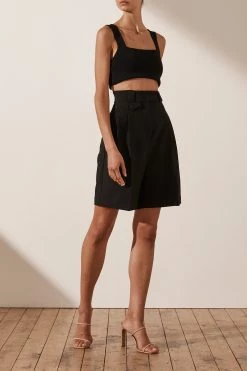Shona Joy SHORTS & PANTS IVY HIGH WAISTED TAILORED SHORT - BLACK