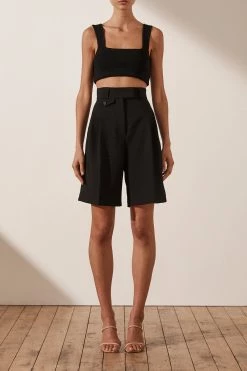 Shona Joy SHORTS & PANTS IVY HIGH WAISTED TAILORED SHORT - BLACK