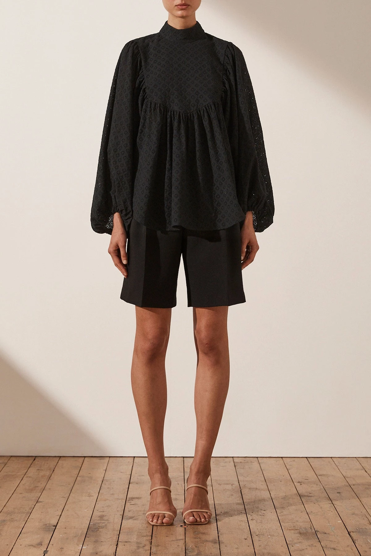 Shona Joy POPPY HIGH NECK BALLOON SLEEVE BLOUSE - BLACK TOPS 2 Shona Joy POPPY HIGH NECK BALLOON SLEEVE BLOUSE - BLACK TOPS