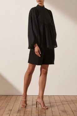 Shona Joy POPPY HIGH NECK BALLOON SLEEVE BLOUSE - BLACK TOPS 9 Shona Joy POPPY HIGH NECK BALLOON SLEEVE BLOUSE - BLACK TOPS
