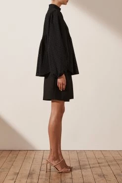 Shona Joy POPPY HIGH NECK BALLOON SLEEVE BLOUSE - BLACK TOPS 11 Shona Joy POPPY HIGH NECK BALLOON SLEEVE BLOUSE - BLACK TOPS