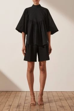 Shona Joy POPPY HIGH NECK BALLOON SLEEVE BLOUSE - BLACK TOPS 13 Shona Joy POPPY HIGH NECK BALLOON SLEEVE BLOUSE - BLACK TOPS
