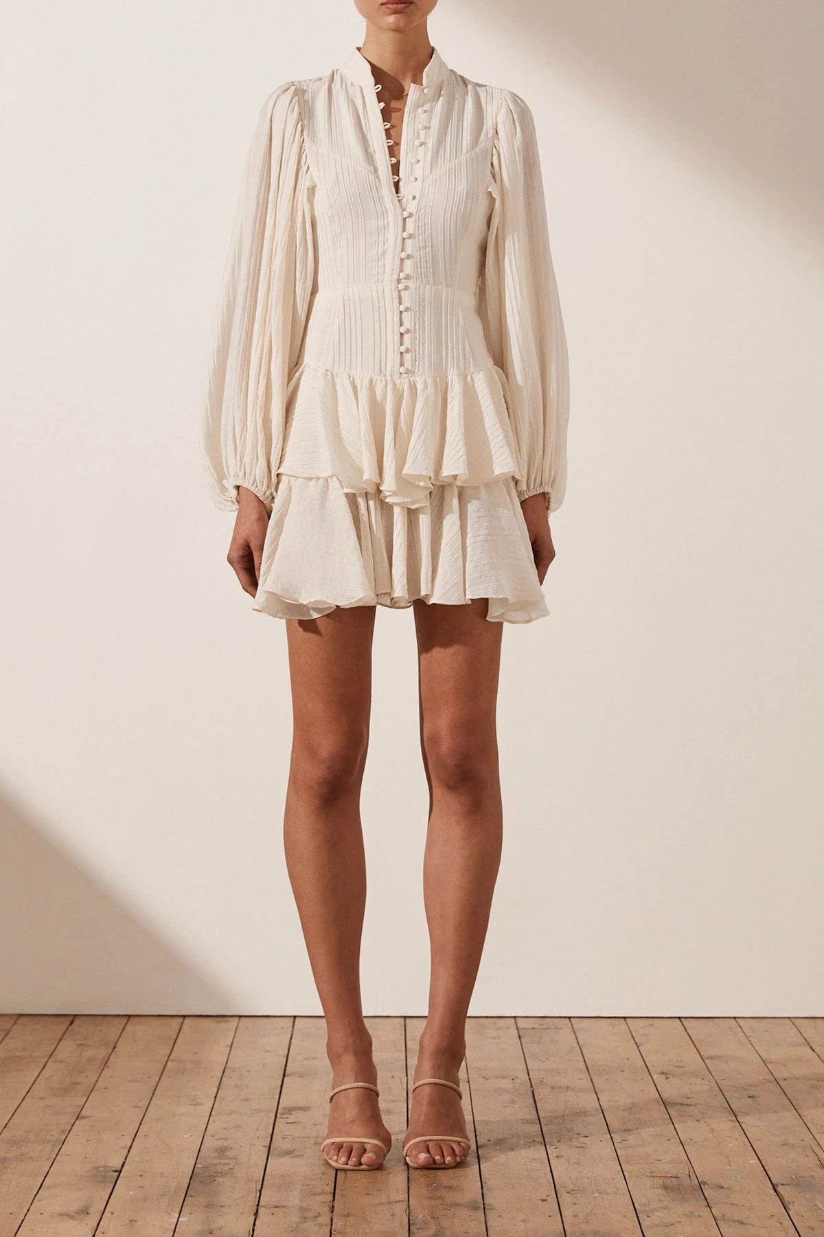 Shona Joy MILA BALLOON SLEEVE FRILL MINI DRESS - TOFU DRESSES 2 Shona Joy MILA BALLOON SLEEVE FRILL MINI DRESS - TOFU DRESSES