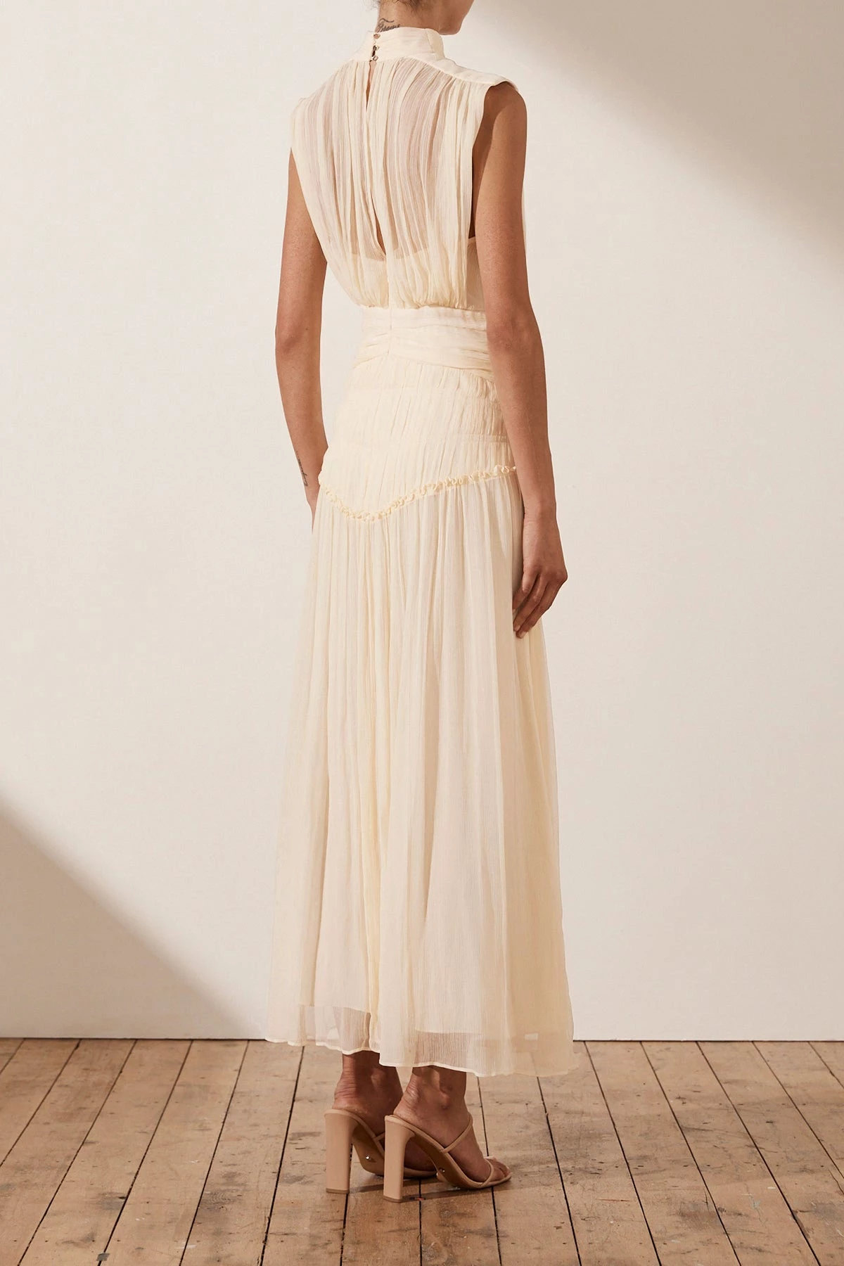 Shona Joy CLEMENCE HIGH NECK MIDI DRESS - CREAM 6 Shona Joy CLEMENCE HIGH NECK MIDI DRESS - CREAM