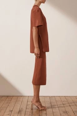 Shona Joy BASIC LONG LINE TEE - CLAY