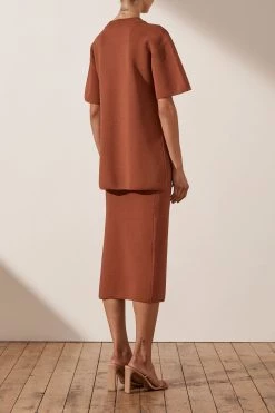 Shona Joy BASIC LONG LINE TEE - CLAY