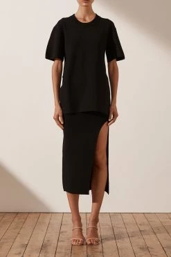 Shona Joy BASIC LONG LINE TEE - BLACK