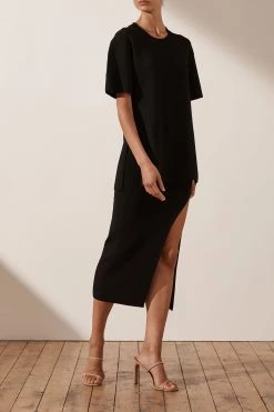 Shona Joy BASIC LONG LINE TEE - BLACK
