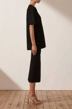 Shona Joy BASIC LONG LINE TEE - BLACK