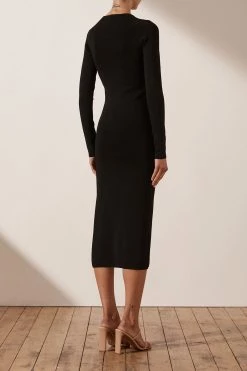 Shona Joy BASIC LONG SLEEVE MIDI DRESS - BLACK 13 Shona Joy BASIC LONG SLEEVE MIDI DRESS - BLACK