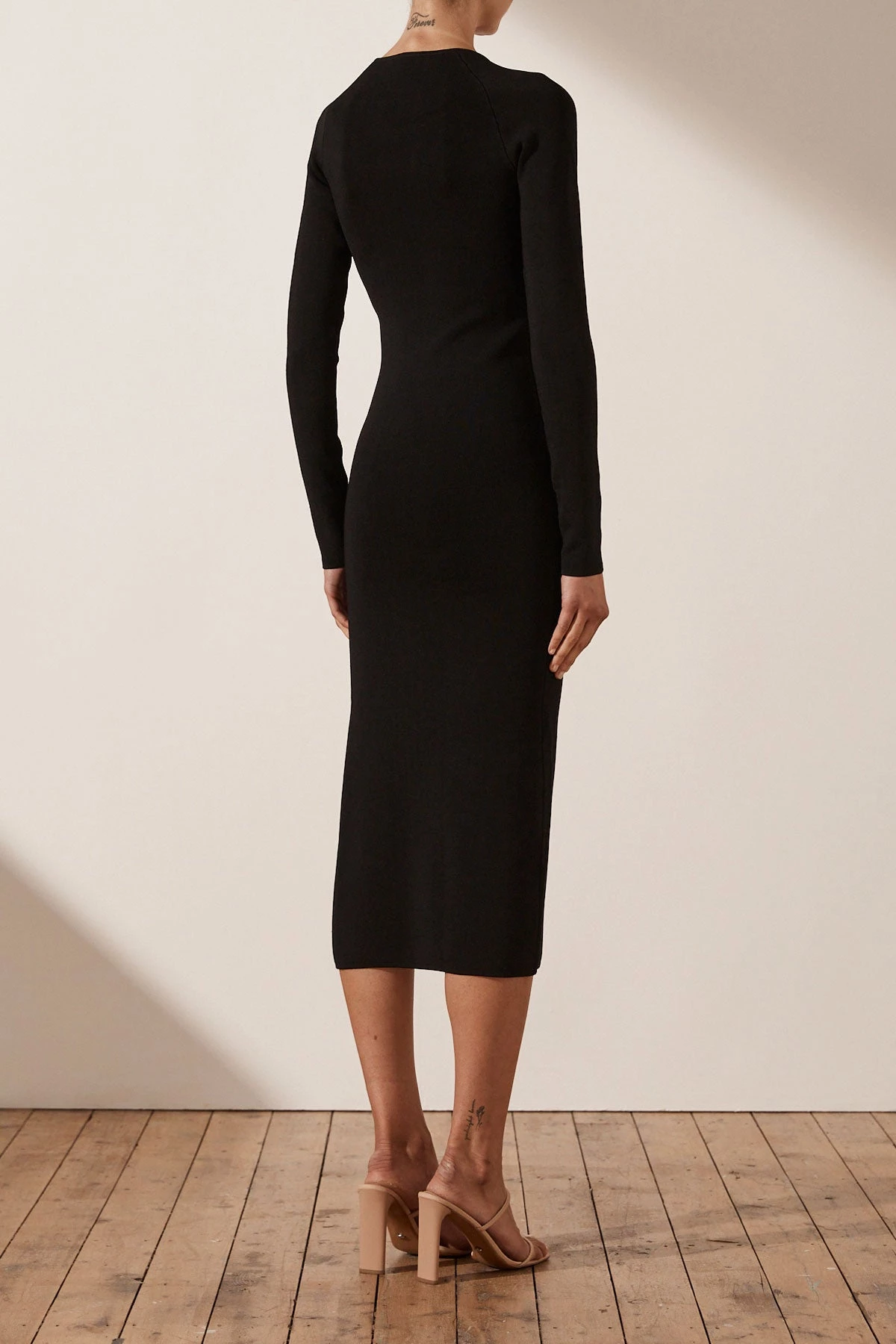 Shona Joy BASIC LONG SLEEVE MIDI DRESS - BLACK 7 Shona Joy BASIC LONG SLEEVE MIDI DRESS - BLACK
