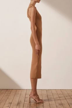 Shona Joy BASIC ONE SHOULDER MIDI DRESS - TAN DRESSES 10 Shona Joy BASIC ONE SHOULDER MIDI DRESS - TAN DRESSES
