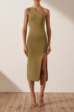 Shona Joy DRESSES BASIC ONE SHOULDER MIDI DRESS - BAY LEAF 8 Shona Joy DRESSES BASIC ONE SHOULDER MIDI DRESS - BAY LEAF