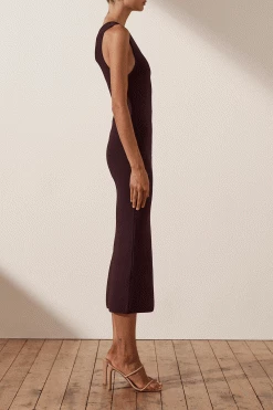 Shona Joy BASIC ONE SHOULDER MIDI DRESS - COCOA 10 Shona Joy BASIC ONE SHOULDER MIDI DRESS - COCOA