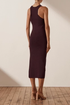 Shona Joy BASIC RACER BACK MIDI DRESS - COCOA DRESSES