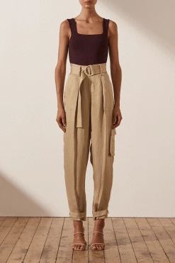 Shona Joy BASIC SQUARE NECK TOP - COCOA