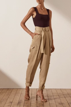 Shona Joy BASIC SQUARE NECK TOP - COCOA