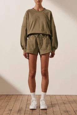 Shona Joy SJ LOGO BATWING SWEATER - BAY LEAF TOPS