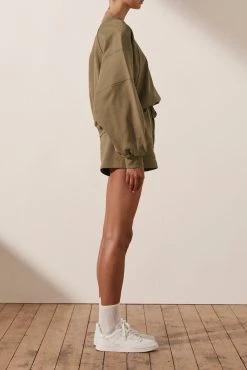 Shona Joy SJ LOGO BATWING SWEATER - BAY LEAF TOPS
