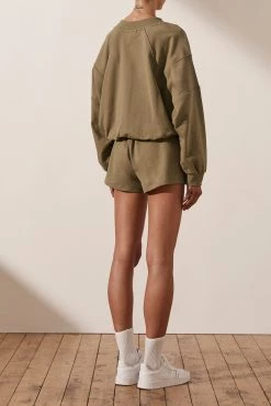 Shona Joy SJ LOGO BATWING SWEATER - BAY LEAF TOPS