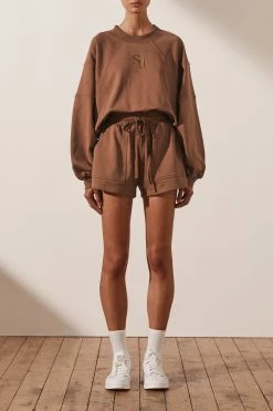 Shona Joy SJ LOGO BATWING SWEATER - CLOVE TOPS