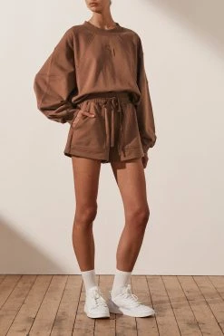 Shona Joy SJ LOGO BATWING SWEATER - CLOVE TOPS