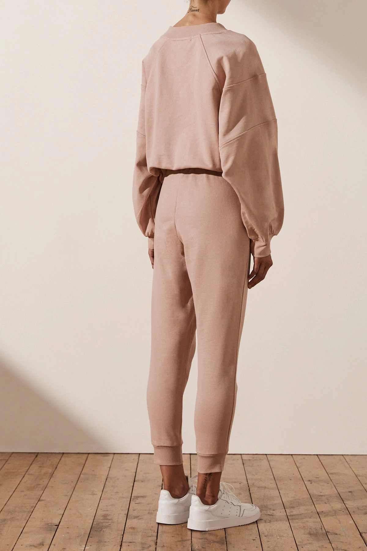 Shona Joy TOPS SJ LOGO BATWING SWEATER - ROSE DUST 5 Shona Joy TOPS SJ LOGO BATWING SWEATER - ROSE DUST