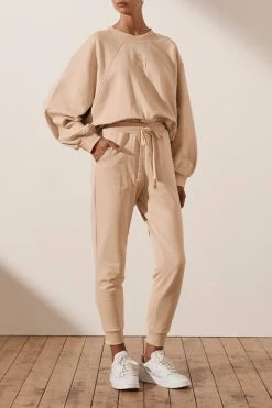 Shona Joy SJ LOGO BATWING SWEATER - SANDSTONE TOPS