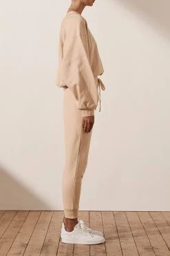 Shona Joy SJ LOGO BATWING SWEATER - SANDSTONE TOPS