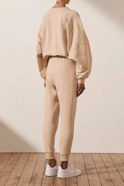 Shona Joy SJ LOGO BATWING SWEATER - SANDSTONE TOPS