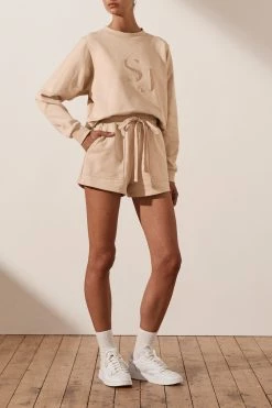 Shona Joy SJ LOGO SWEATER - SANDSTONE TOPS 9 Shona Joy SJ LOGO SWEATER - SANDSTONE TOPS