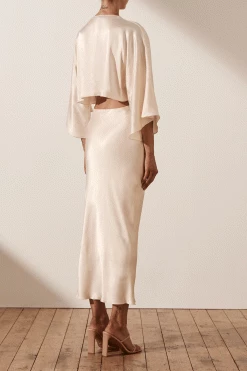 Shona Joy LA LUNE TIE FRONT BIAS MIDI DRESS - CREAM DRESSES 13 Shona Joy LA LUNE TIE FRONT BIAS MIDI DRESS - CREAM DRESSES