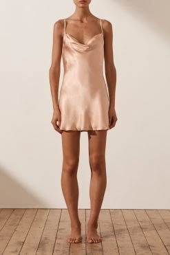 Shona Joy LA LUNE LOUNGE SLIP DRESS - DESERT ROSE DRESSES