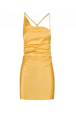 Shona Joy ALMA ASYMMETRICAL BIAS COWL MINI DRESS - SAFFRON DRESSES