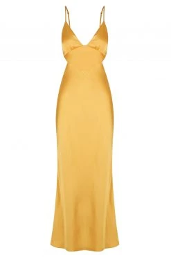 Shona Joy ALMA BACKLESS MIDI DRESS - SAFFRON DRESSES