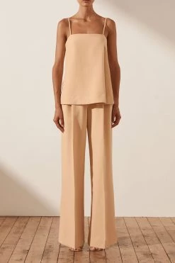 Shona Joy IVY TAILORED STRAPPY TOP - PEANUT BUTTER TOPS