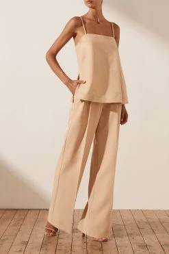 Shona Joy IVY TAILORED STRAPPY TOP - PEANUT BUTTER TOPS