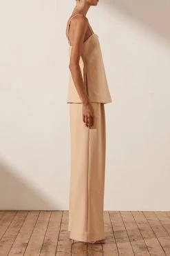 Shona Joy IVY TAILORED STRAPPY TOP - PEANUT BUTTER TOPS