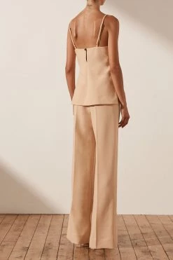 Shona Joy IVY TAILORED STRAPPY TOP - PEANUT BUTTER TOPS