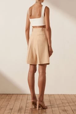 Shona Joy IVY HIGH WAISTED TAILORED SHORT - PEANUT BUTTER SHORTS & PANTS 10 Shona Joy IVY HIGH WAISTED TAILORED SHORT - PEANUT BUTTER SHORTS & PANTS