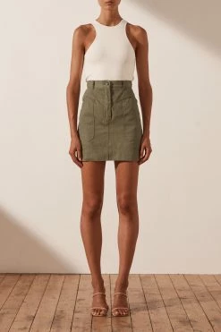 Shona Joy SKIRTS CHIARA MINI SKIRT - OLIVE