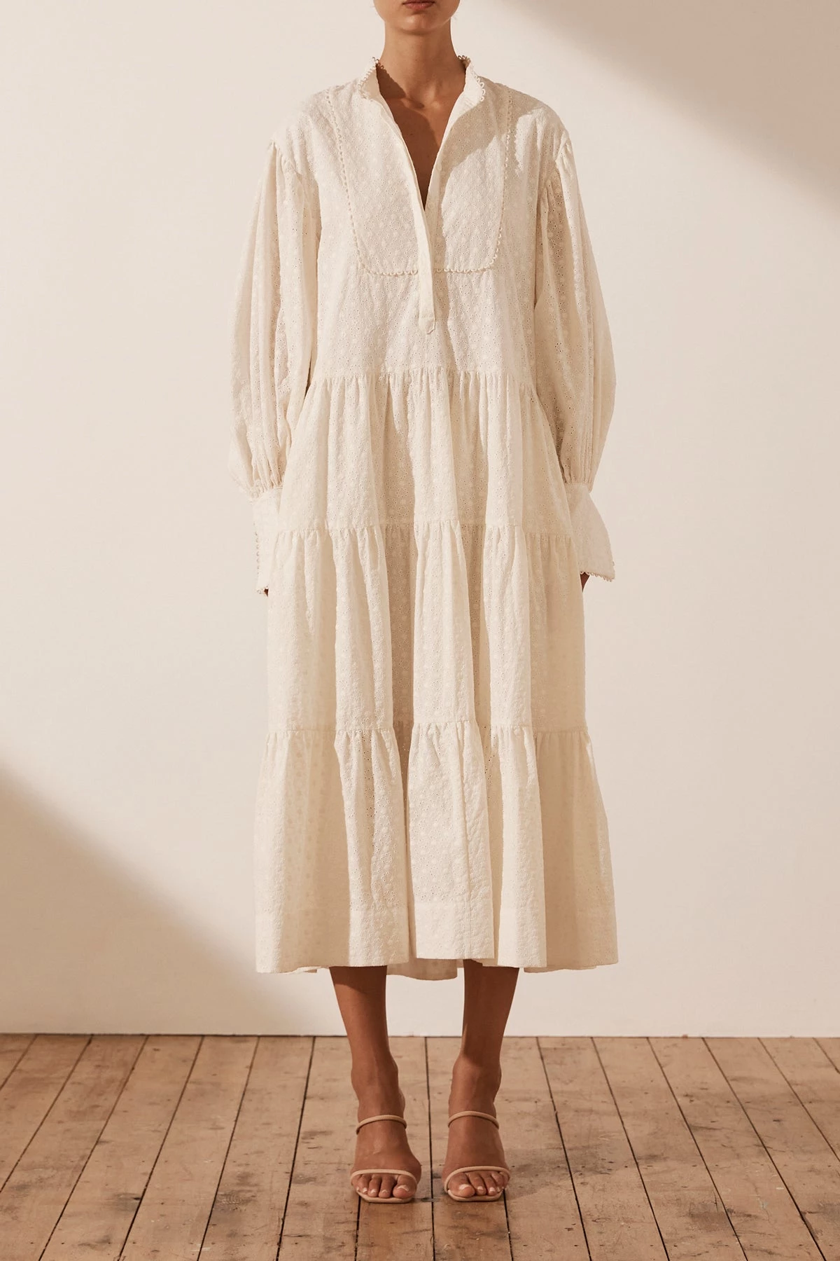 Shona Joy MAGNOLIA TIERED MIDI DRESS - IVORY DRESSES 8 Shona Joy MAGNOLIA TIERED MIDI DRESS - IVORY DRESSES