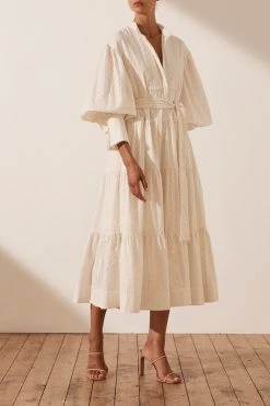 Shona Joy MAGNOLIA TIERED MIDI DRESS - IVORY DRESSES 11 Shona Joy MAGNOLIA TIERED MIDI DRESS - IVORY DRESSES