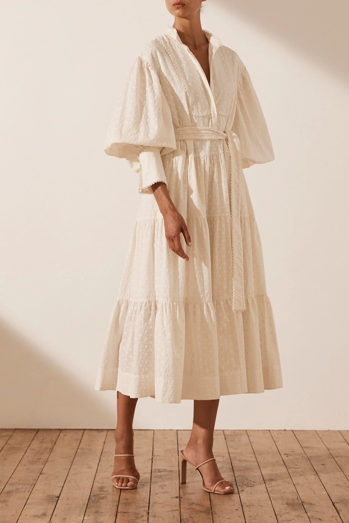 Shona Joy MAGNOLIA TIERED MIDI DRESS - IVORY DRESSES 4 Shona Joy MAGNOLIA TIERED MIDI DRESS - IVORY DRESSES