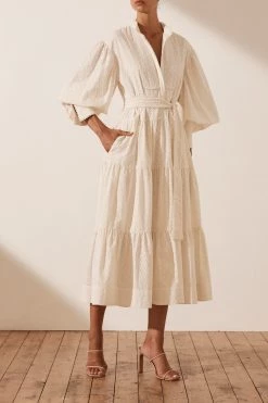 Shona Joy MAGNOLIA TIERED MIDI DRESS - IVORY DRESSES 12 Shona Joy MAGNOLIA TIERED MIDI DRESS - IVORY DRESSES