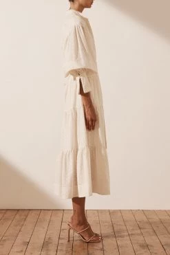 Shona Joy MAGNOLIA TIERED MIDI DRESS - IVORY DRESSES 13 Shona Joy MAGNOLIA TIERED MIDI DRESS - IVORY DRESSES