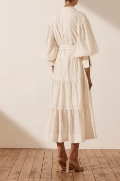 Shona Joy MAGNOLIA TIERED MIDI DRESS - IVORY DRESSES 14 Shona Joy MAGNOLIA TIERED MIDI DRESS - IVORY DRESSES